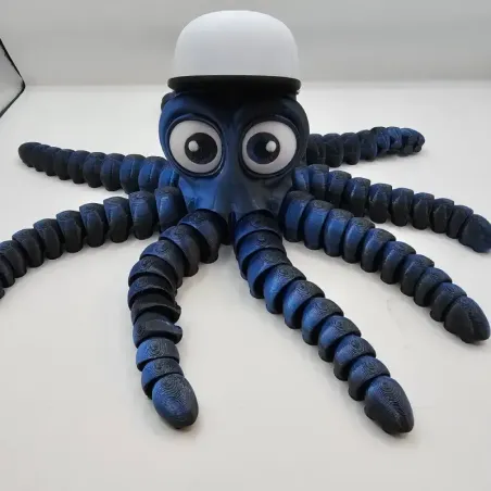 Fleksibel Blæksprutte med Kasket – 3D-printet figur med bevægelige arme | TM3DPRINT I/S