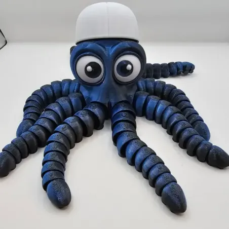 Fleksibel Blæksprutte med Kasket – 3D-printet figur med bevægelige arme | TM3DPRINT I/S