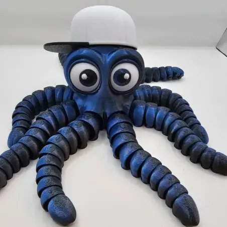 Fleksibel Blæksprutte med Kasket – 3D-printet figur med bevægelige arme | TM3DPRINT I/S