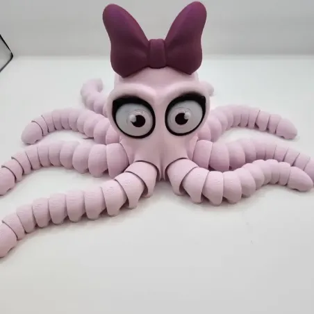 Fleksibel Blæksprutte med Sløjfe – 3D-printet figur i rosa design | TM3DPRINT I/S